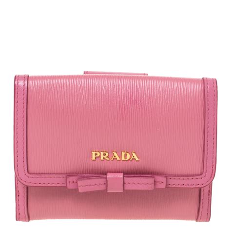 prada pink bow wallet|prada billfold wallet.